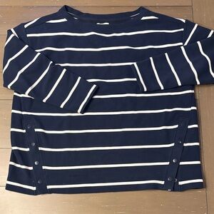 Lou & Grey Navy and White Striped Long Sleeve Top